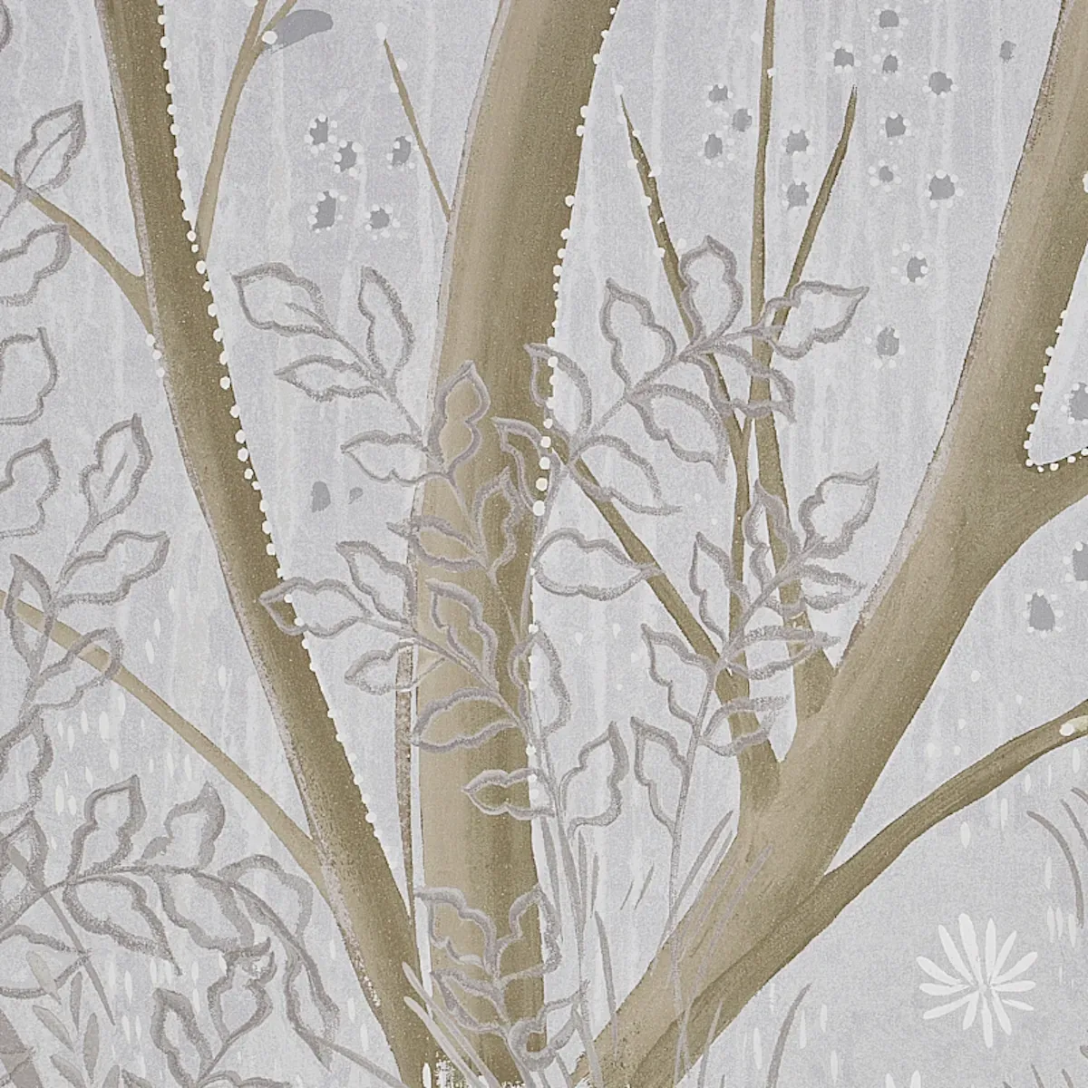 Schumacher BRINDILLE GOLDEN ACCENTED PANEL SET wallpaper, color DOVE, SKU 5010920